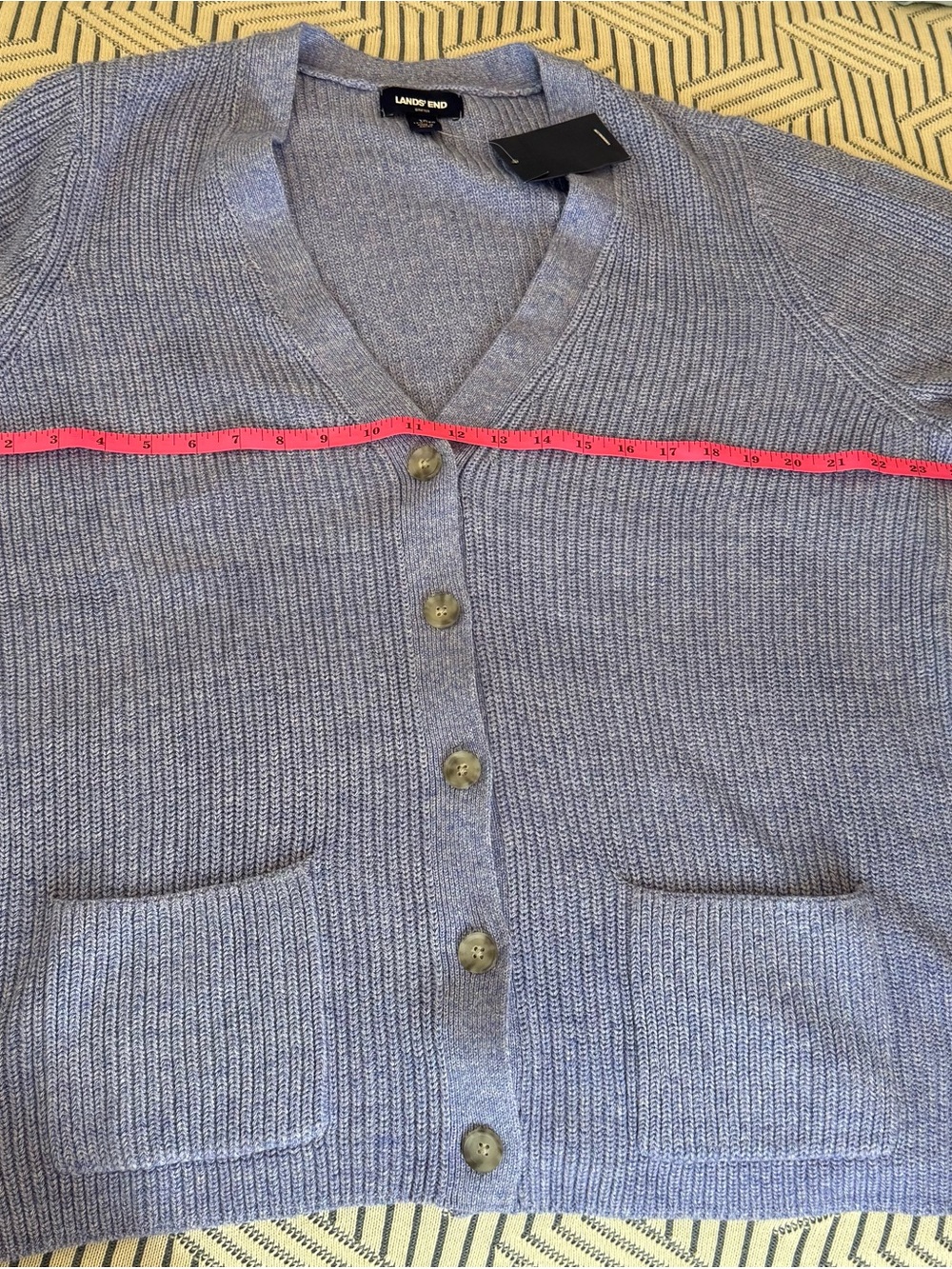 Lands' End Drifter Light Lavender V-Neck Button Cardigan, NWT 1X. - Picture 5 of 5